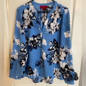 Jennifer Lopez Blue Floral Blouse
